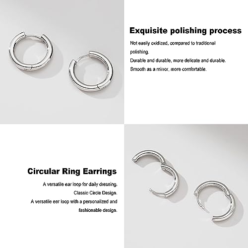 Silver Gold Hoop Earrings for Women Men, 316L Surgical Stainless Steel Huggie Hoop Earrings Set Hypoallergenic Small Cartilage Earrings Lightweight Hoop Earrings Huggie Set - color: Silver--8/10/12mm
