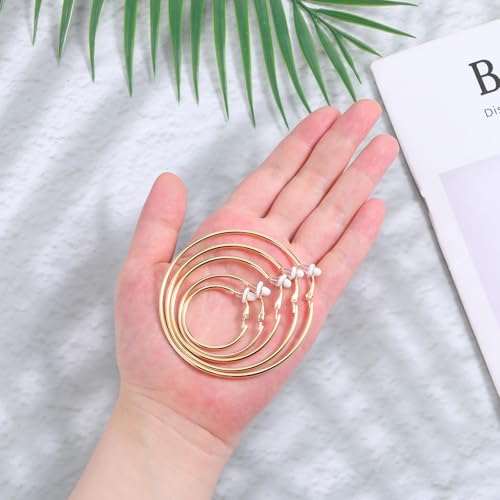 5 Pairs Stainless Steel Clip on Earrings Hoop Stylish Simple Hoop Earrings 30/40/50/60/70mm for Women Thin Lightweight Dangle Set,(Gold)