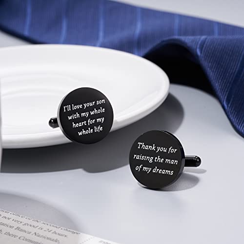 Jeka Father of The Bride/Groom Wedding Gifts Tie Bars & Cufflinks | Wedding Tie Bar & Cufflinks Set for Men, Father of the Bride, Father of the Groom, Father-in-Law Gifts - style: Father of The Groom-Black
