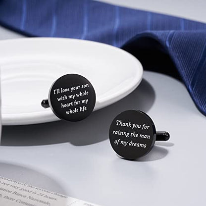 Jeka Father of The Bride/Groom Wedding Gifts Tie Bars & Cufflinks | Wedding Tie Bar & Cufflinks Set for Men, Father of the Bride, Father of the Groom, Father-in-Law Gifts - style: Father of The Groom-Black