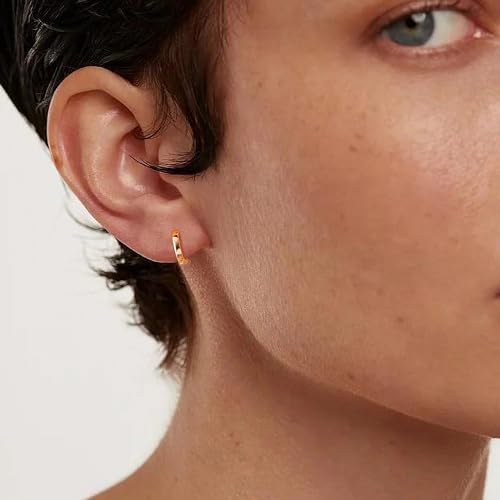 Gacimy Gold Huggie Earrings for Women, 14K Real Gold Plated, Small Hoop Earrings Cartilage Ear Cuff - color: Rose Gold, size: 13MM