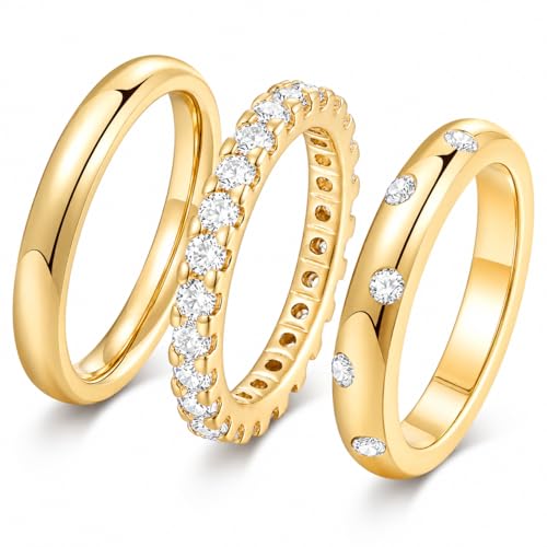 KSF 2Pcs / 3Pcs / 4Pcs Stackable Rings for Women, Gold and Silver Plated Stack Ring Set for Everyday Wear, Gift for Her - color: Style1
