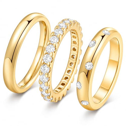 KSF 2Pcs / 3Pcs / 4Pcs Stackable Rings for Women, Gold and Silver Plated Stack Ring Set for Everyday Wear, Gift for Her - color: Style1