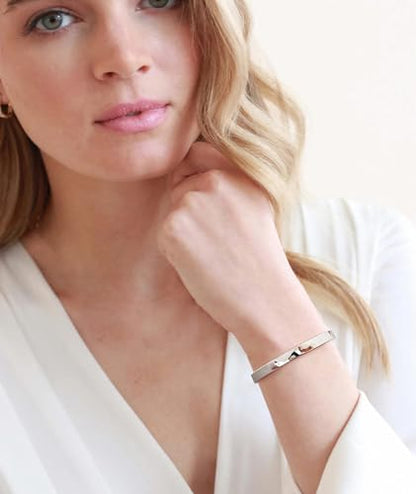 14K Gold Bracelets for Women Adjustable Slider Bracelet Bangle Bracelets for Women Trendy Chain Bracelet - color: Silver Smooth