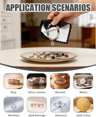 Jewelry Cleaning Kit with Cleaning Brushes and Velvet Polishing Cloths - color: 5 Piece Black