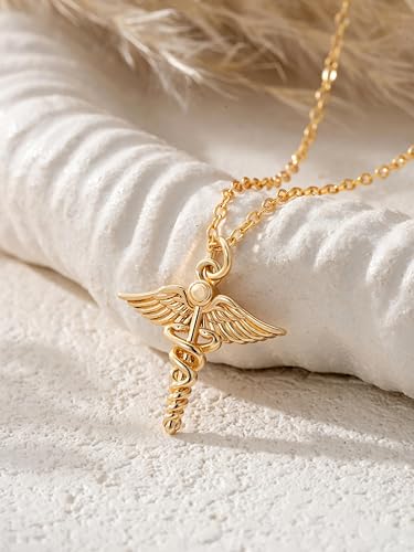 Baydurcan Dainty Gold Necklace for Women Ankh Mom Jesus Sun Star Necklace | 14K Gold Plated Pendant Necklaces Gifts for Friends Sister Mother, Birthday, Christmas, Graduation, Inspirational Gifts - style: Nurse