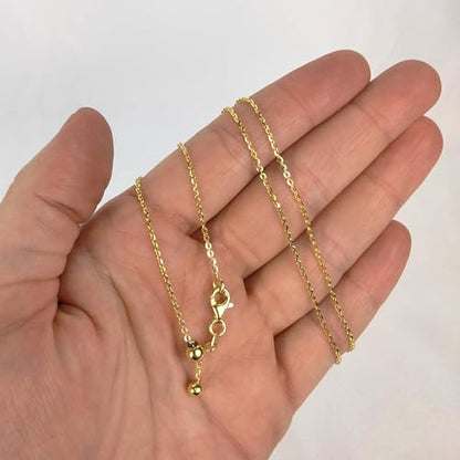 FashionJunkie4Life Gold Plated Sterling Silver Adjustable Rolo Chain | 1mm Chain Adjusts up to 24" with Lobster Clasp | Gold Plated Round Link Jewelry for Women & Men