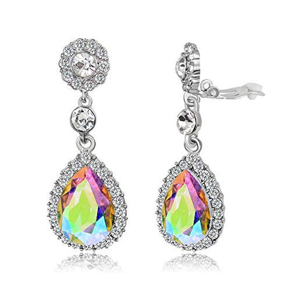 Gorgeous Austrian Crystal Rhinestone Wedding Bridal Teardrop Drop Dangle Earrings - color: AB