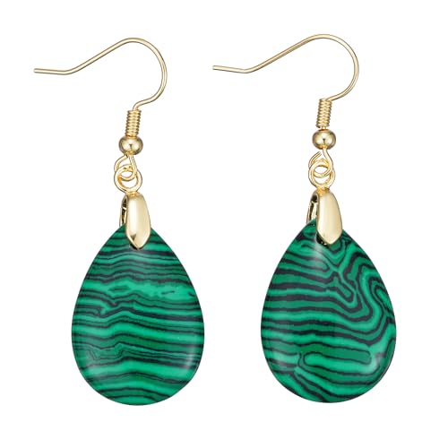 Boho Multiple Style Natural Stone Earrings for Women Unique Healing Gemstone Energy Hypoallergenic Lightweight Dangle Drop Earrings Multiple Styles Earrings Jewelry for Birthday Party Gift - style: Malachite Waterdrop