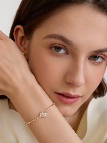 Gold Initial Bracelet For Women, 14k Gold Letter Bracelets | Adjustable Stacking Bracelets Jewelry Gift For Women, Valentines Mother Christmas Jewelry for Women Her 6.5-8 Inch - color: T