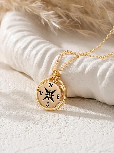Baydurcan Dainty Gold Necklace for Women Ankh Mom Jesus Sun Star Necklace | 14K Gold Plated Pendant Necklaces Gifts for Friends Sister Mother, Birthday, Christmas, Graduation, Inspirational Gifts - style: Compass Map