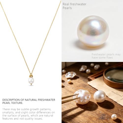 Freshwater Pearl Necklace for Women - 18K Gold Plated Dainty Pearl Pendant Choker, Hypoallergenic Non Tarnish Stainless Steel Chain, Gold Pearl Necklaces Gift for Her - color: Style 2