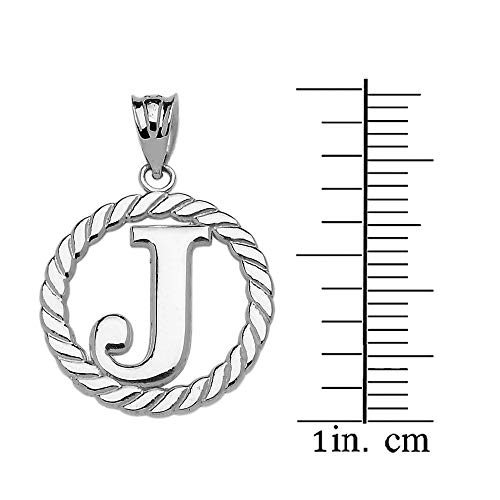 Claddagh Gold Fine 925 Sterling Silver Personalized Initial A-Z Roped Circle Charm Pendant - style: J