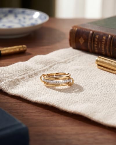 MUMREUES Gold Stackable Rings for Women Stackable Statement Jewelry - size: 8