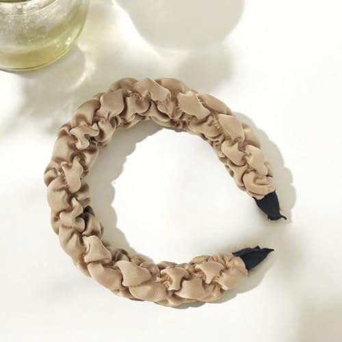 Womens Quilted Headband Wide Padded Hairband Fashion Hair Accessories Women Daily Wear Outfit Styling Hair Band (Light Curry) - color: Light Curry, size: 1 Count (Pack of 1)