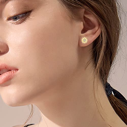 KECHO 14k Yellow Gold Sunflower Jewelry for Women, Fine Gold You are My Sunshine Jewelry Gifts for Her - style: Sunflower Earrings
