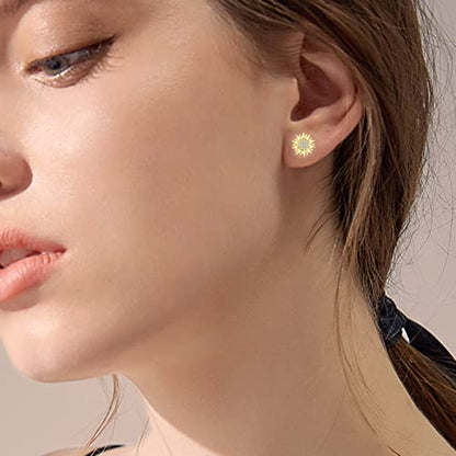 KECHO 14k Yellow Gold Sunflower Jewelry for Women, Fine Gold You are My Sunshine Jewelry Gifts for Her - style: Sunflower Earrings
