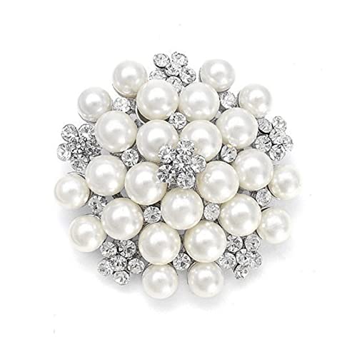 Fashion Elegant Pearl Crystal Snowflake Brooch Pin for Women Girls Wedding Soiree Party Jewelry - color: Silver