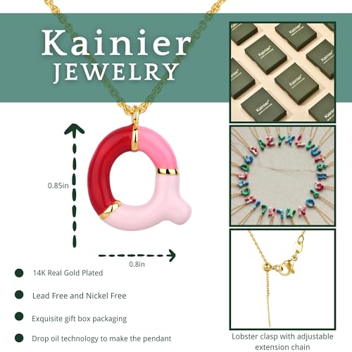Kainier Bubble Letter Initial Necklace for Women, Colorful Balloon Alphabet Name Pendant Dainty Cute 14K Gold Plated Necklaces Jewelry Gifts… - color: Colourful, style: Q