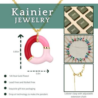 Kainier Bubble Letter Initial Necklace for Women, Colorful Balloon Alphabet Name Pendant Dainty Cute 14K Gold Plated Necklaces Jewelry Gifts… - color: Colourful, style: Q