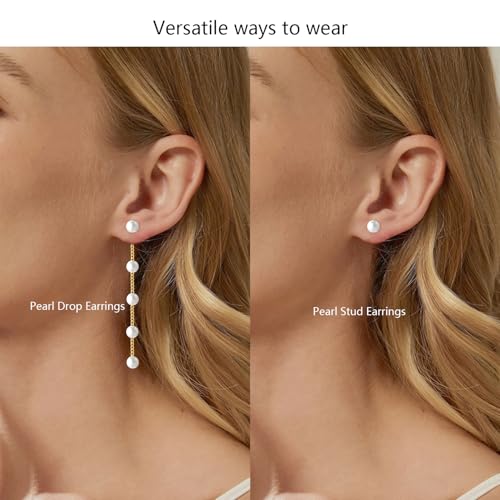 DIBOLA Gold Jewelry Set for Women, Dainty Layered 14K Gold/Silver Pearl Choker Necklaces and Earring Set Pearl Earrings Bracelets Wedding Bride Jewelry - color: long pearl earrings jewelry set-gold