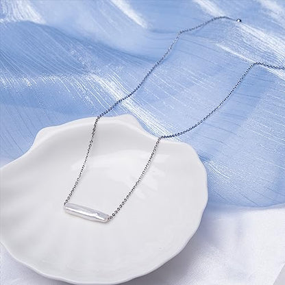 925 Sterling Silver Dainty Freshwater Cultured Pearl Choker Necklace White Genuine Real Pearl Charm Necklaces Jewelry Gifts for Her - color: Baroque-Long-Silver