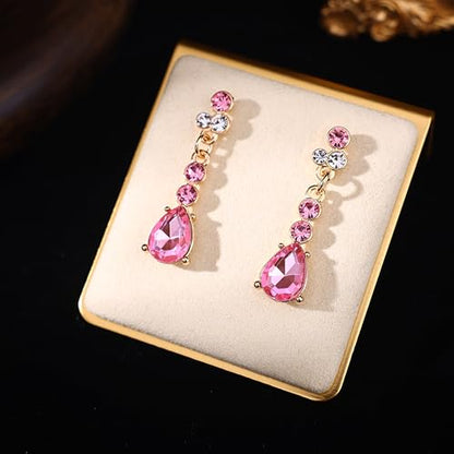 Crystal Crown and Tiara Jewelry Set for Women Bride with Necklace Earrings | Metal Rhinestone Royal Queen Princess Jewelry Set Wedding Quinceanera Pageant Prom Birthday Halloween Party Costume Gift - color: Style E-Pink