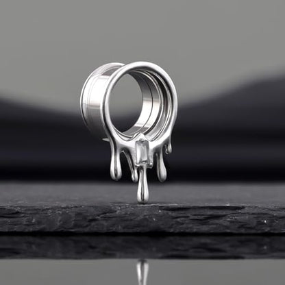 COOEAR Stainless Steel Melting Design Ear Expander, Stylish and Durable Ear Stretching Gauges Plugs. - color: S8710G, size: 6 mm