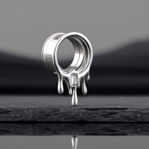 COOEAR Stainless Steel Melting Design Ear Expander, Stylish and Durable Ear Stretching Gauges Plugs. - color: S8710G, size: 12 mm