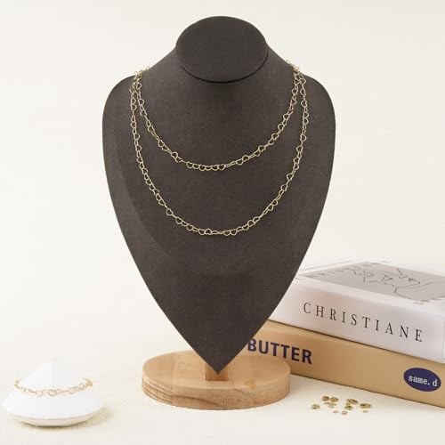 GTVOODX 16.4 Feet Stainless Steel Gold Heart Chains for Jewelry Making | 18K Gold Plated Soldered Jewelry Chain Roll Spool for DIY Jewelry Bracelet Necklace Making with Lobster Clasps Jump Rings - color: Gold Heart