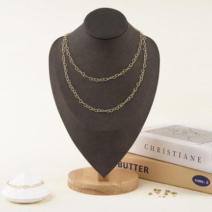 GTVOODX 16.4 Feet Stainless Steel Gold Heart Chains for Jewelry Making | 18K Gold Plated Soldered Jewelry Chain Roll Spool for DIY Jewelry Bracelet Necklace Making with Lobster Clasps Jump Rings - color: Gold Heart