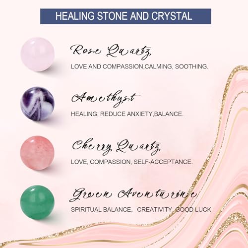 Raicegs Heart Shaped Crystals and Healing Stones 7 Chakra Crystal Necklace 0.8 inch Heart Gemstones Natural Stones Necklaces for Women Spiritual Gift for Women Teen - style: 4PCS-CAT
