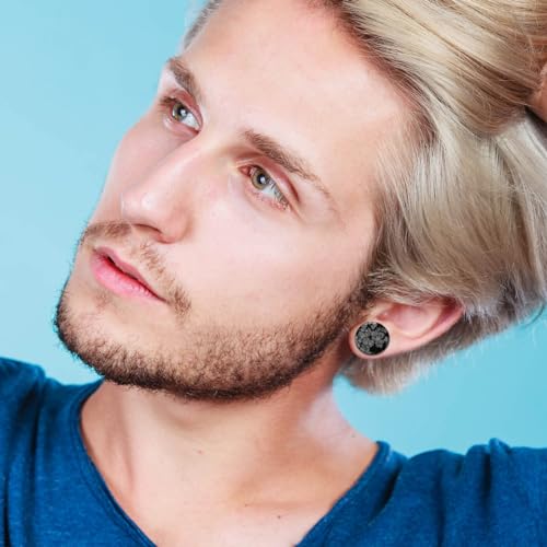 16-Piece Natural Stone Ear Gauges, Double-Flare Plugs, 6-20mm | Hypoallergenic mixed natural stone plugs with a smooth polished surface and secure saddle double-flare fit for daily wear - size: 20 mm