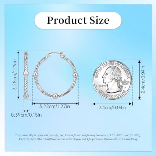 Floral Hoop Earrings 925 Sterling Silver with 14K Gold Plating – Lightweight CZ Flower Hoops | Hypoallergenic Jewelry for Women | Gift Box + Polishing Cloth - color: 33mm Snake bone earrings