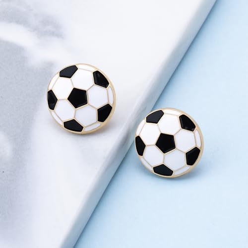 Gold Stud Earring Gifts For Teens Women Hypoallergenic Golf Baseball Football Basketball Soccer Volleyball Sport Earrings For Women - color: soccer earrings
