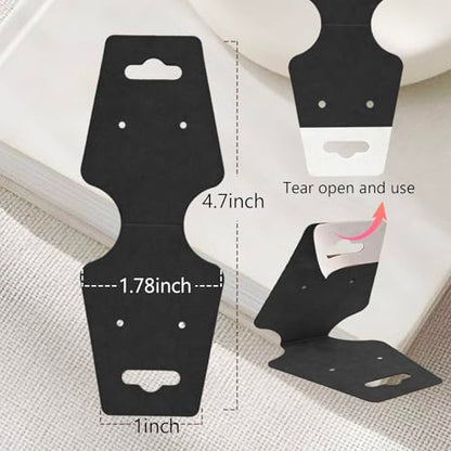 200PCS Bracelet Display Cards Necklace Holder Cards Self Adhesive Jewelry Packaging Selling Card for Small Business (Black with two earring holes, 1.8x4.7 inches) - color: Black with two earring holes