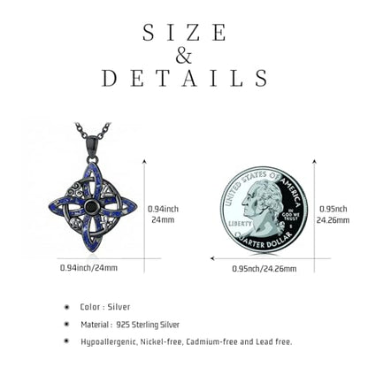 Witch Necklace 925 Sterling Silver Pentagram Triple Moon Pentacle Pendant Wiccan Pagan Jewelry Witchy Gifts for Women - style: Witches Knot-Lapis Lazuli
