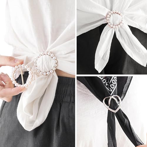 4PCS Scarf Ring Clip Scarf Rings for Women Button Covers for Women Blouses Shirt Tightener Clip Cinch Pin Clothes Jewelry - color: A4