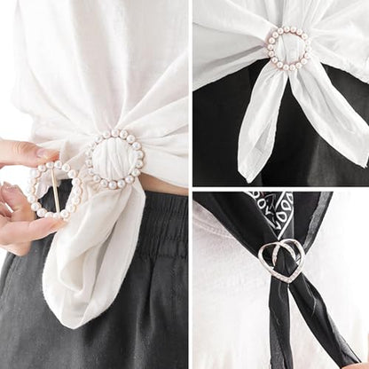 4PCS Scarf Ring Clip Scarf Rings for Women Button Covers for Women Blouses Shirt Tightener Clip Cinch Pin Clothes Jewelry - color: A4
