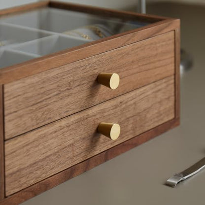 Black Walnut Jewelry Organizer, 2 Layer | Wooden Jewelry Box, For Women, For Necklaces Ring Earring - size: 2 Layer