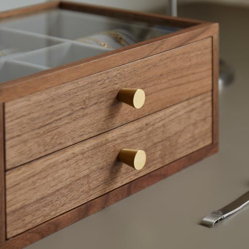 Black Walnut Jewelry Organizer, 2 Layer | Wooden Jewelry Box, For Women, For Necklaces Ring Earring - size: 2 Layer