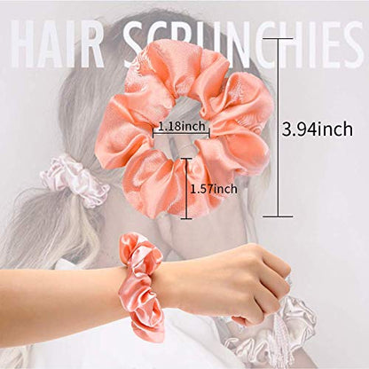 50 PCS Satin Hair Scrunchies for Curly Hair Silk Scrunchies for Hair | Satin Hair Accessories for Girls Scrunchy Hair Tie Ropes for Teens Hair Accessories with Gift Bag