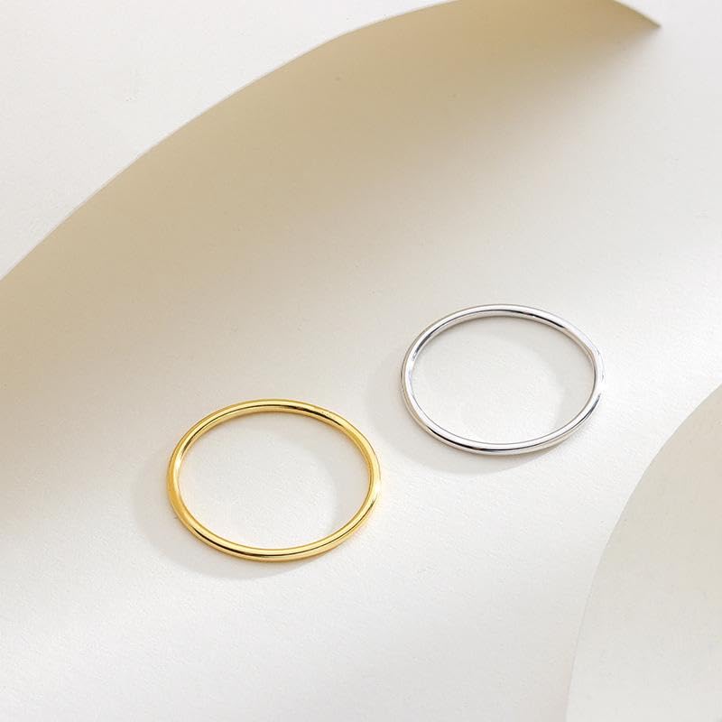 Women Stainless Steel Solitaire Stackable Ring Non Tarnish - color: Gold + Silver, size: 6
