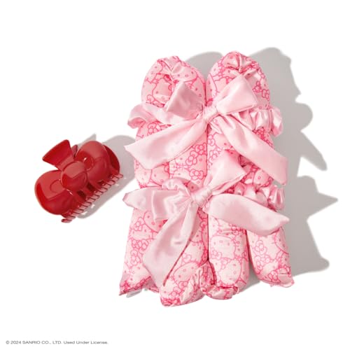 Hello Kitty x Kitsch Satin Flexi Rods, Heatless Curling Rod - 4pc Set | Flexi Rod for Heatless Curl Overnight for Women, Comfortable Hair Curlers to Sleep In for Frizz-Free, No Heat Damage Styling