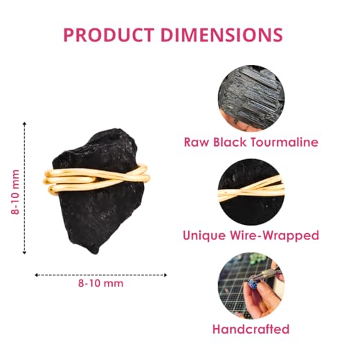 Gempires Wire Wrapped Raw Gemstone Stud Earrings for Women, Birthstone | Handmade wire-wrapped raw gemstone stud earrings — choose from stones and birthstones, artisan raw crystals on gold. - style: Black Tourmaline