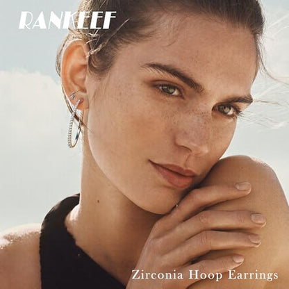 RANKEEF Gold/Silver Hoops Earrings For Women Hypoallergenic | S925 Silver Hoop Earings Lightweight Gold Hoops Gold Rhinestone Earring With Cubic Zirconia 20/30/40mm - color: Silver-40mm