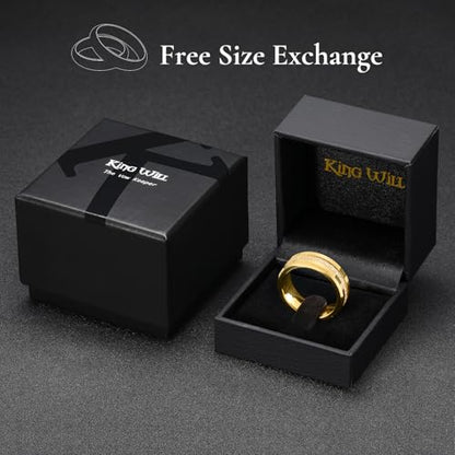 King Will 8mm Tungsten Carbide Rings for Men Cubic Zircon Stones Inlay - color: Gold 8mm