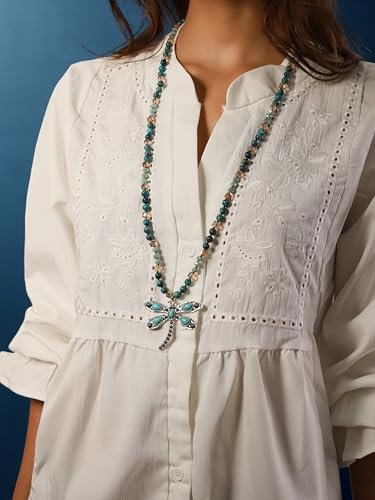 MINACHI Handmade Agate Pebble Pendant with Crystal Beads, Random Stone Shape, Vintage Women's Jewelry - style: Necklace NECK.013
