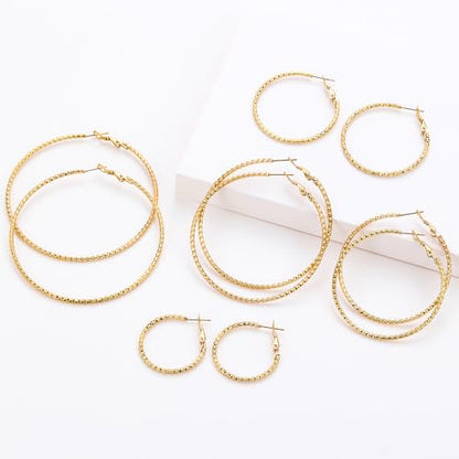 4/10 Pairs Stainless Steel Gold Silver Plated Hoop Earrings Hypoallergenic Dainty Big Small Hoops Earrings Set for Women - color: 5 Pairs Gold Plated Filigree Hoop Earrings Set