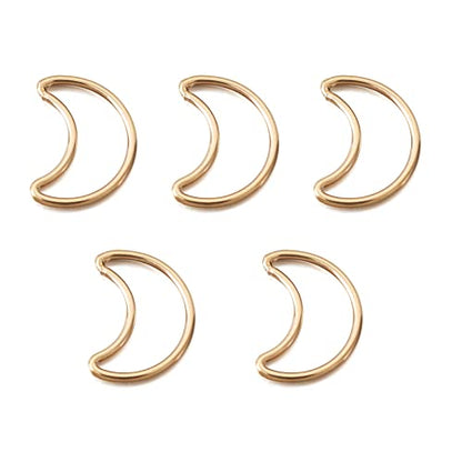 Elecrelive 5pcs Moon Connector Charms 14K Gold Filled Linking Rings Crescent Moon Open Bezel Blank Pendants for Permanent Jewelry DIY Bracelet Necklace Earring Making - color: Golden-Moon